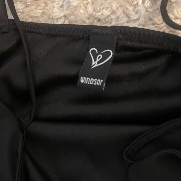 Windsor Black Rhinestone Fringe Mini Dress Size Small Party Prom - Picture 8 of 9